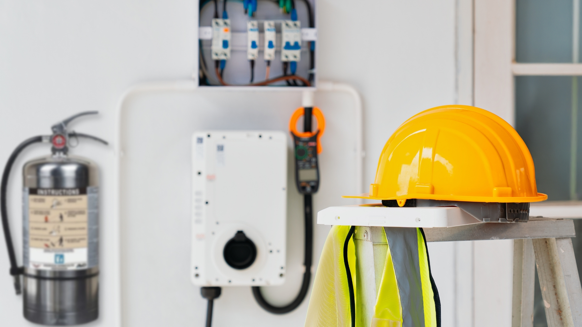 AVD Extinguisher next to Lithium Ion Battery Charger