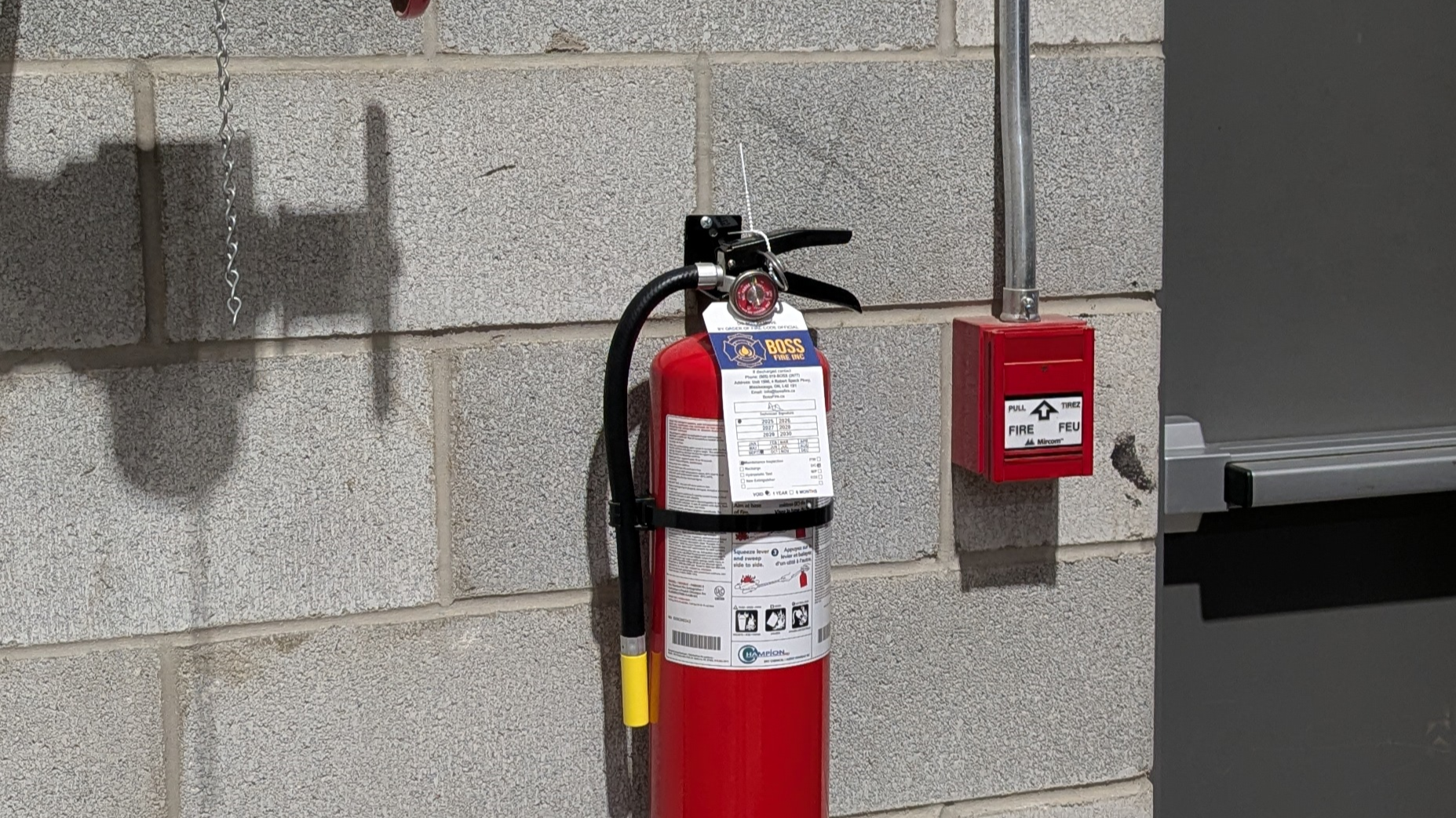 Fire extinguisher certified and tagged by Boss Fire NFPA-certified technician